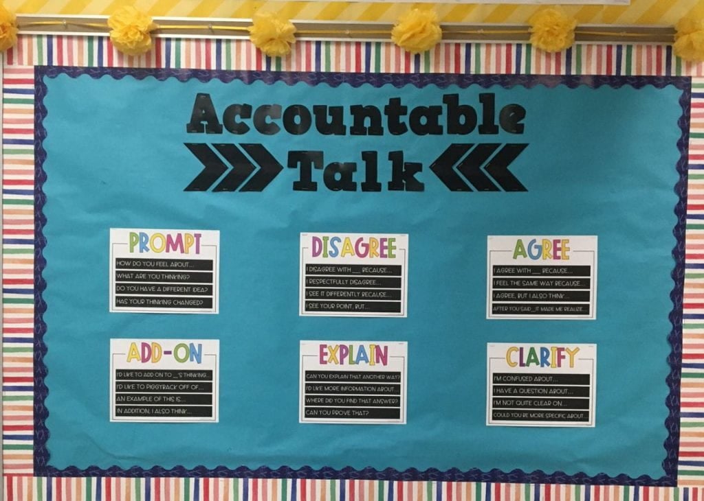 Bulletin board with Accountable Talk Guidelines
